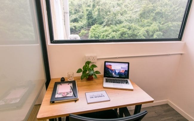 Coworking offices in Hong Kong with green mountain views
